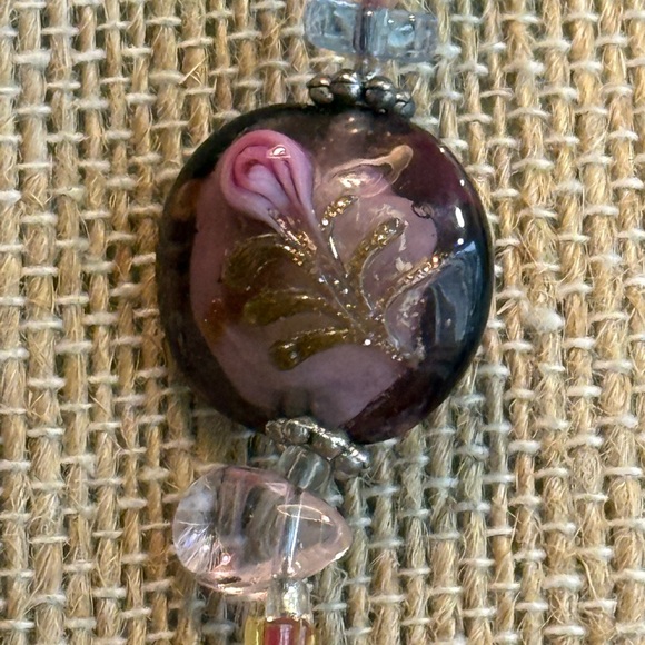 Vintage artisan glass and natural pearl necklace - Picture 3 of 7